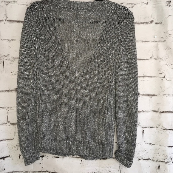 J Crew Metallic Silver Boyfriend Cardigan Size M - Picture 6 of 8